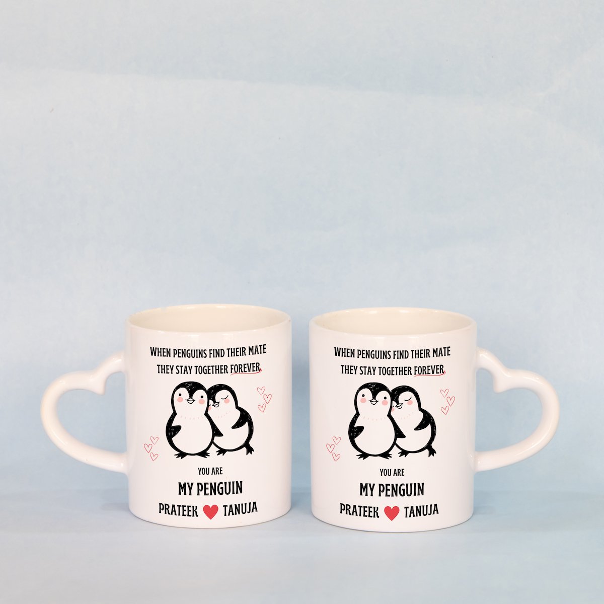 Personalized Penguin Couple Mugs