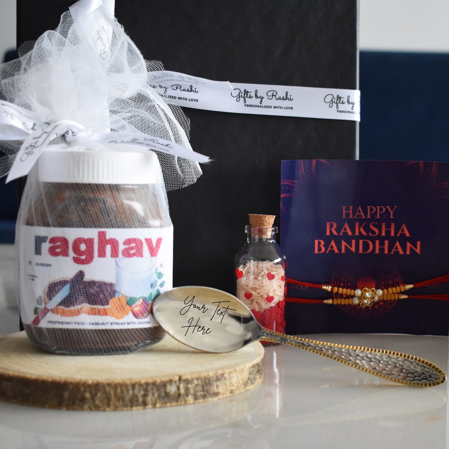 Personalized Nutella, Personalized Spoon & Rakhi Combo