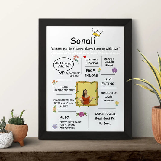 All About Sister Personalized Frame- A4 Size