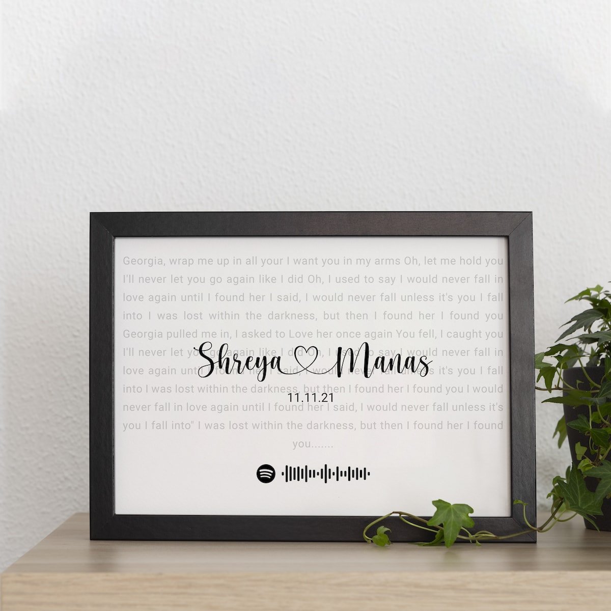 Personalized Song Frame with Names