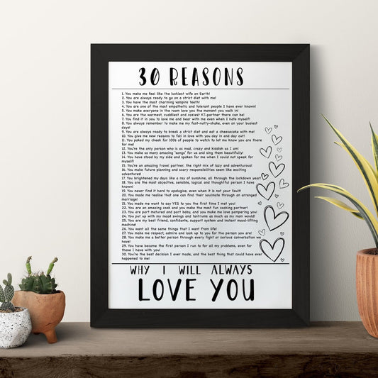 30 Reasons I Love You Frame