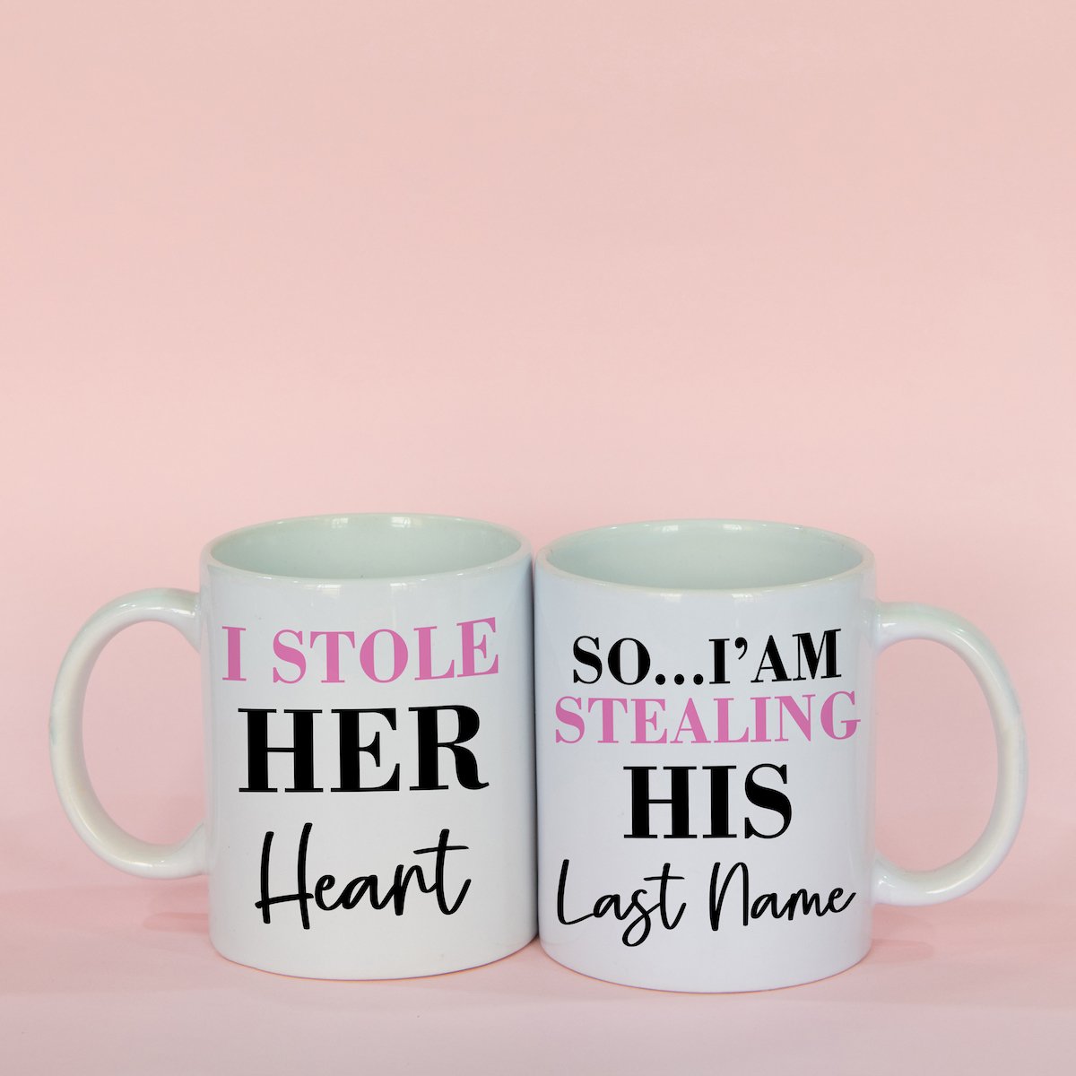 Personalized Stole Heart &amp; Last Name Couple Mugs