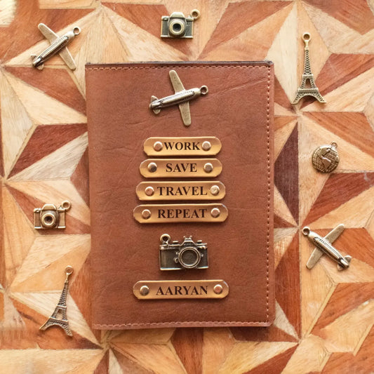 Personalized Passport Cover- Work Save Travel Repeat