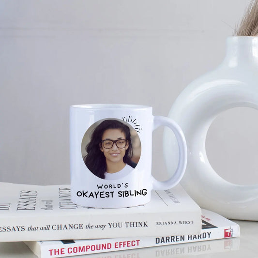 World's Okayest Sibling Personalized Mug For Sister