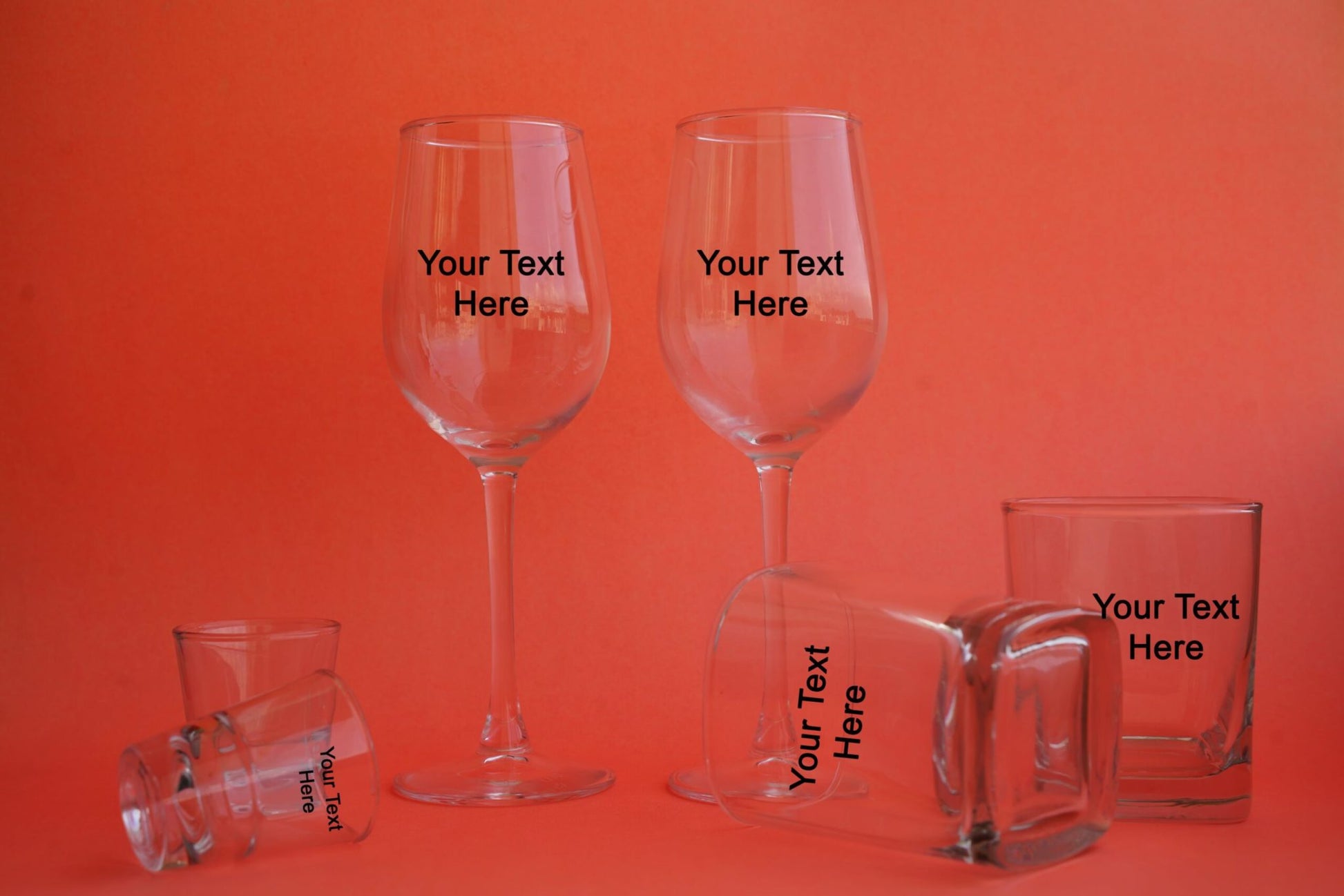 Personalized Wine, Whiskey & Shot Glasses Combo