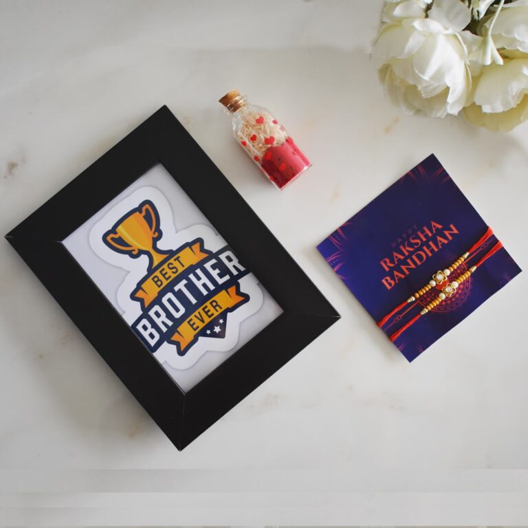 personalized frame rakhi combo